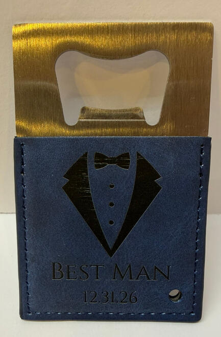Leather-wrapped bottle opener